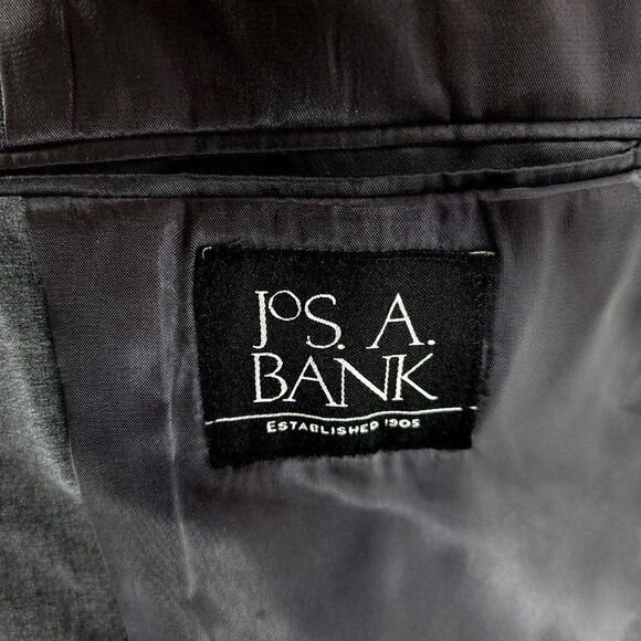DAMAGED Jos A Bank Wool 2 Button Blazer 42R Gray‎ Twill Spec - Picture 10 of 15
